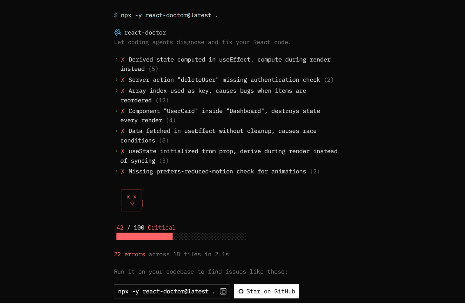 An illustration about react doctor - detect your bugs
